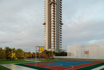Modern residential complex with sea and forest views