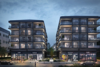 Modern residential complex with terraces and service