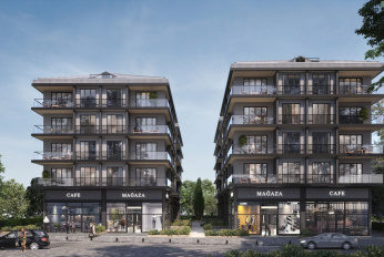 Modern residential complex with terraces and service