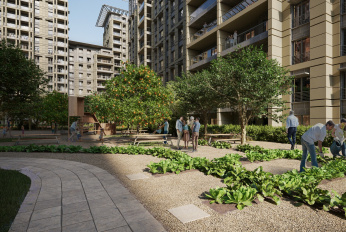 Multifunctional residential quarter with park