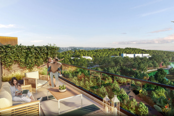 Residential complex overlooking the city and surrounding nature