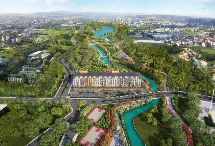 Residential complex overlooking the city and surrounding nature