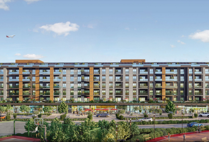 Residential complex overlooking the city and surrounding nature