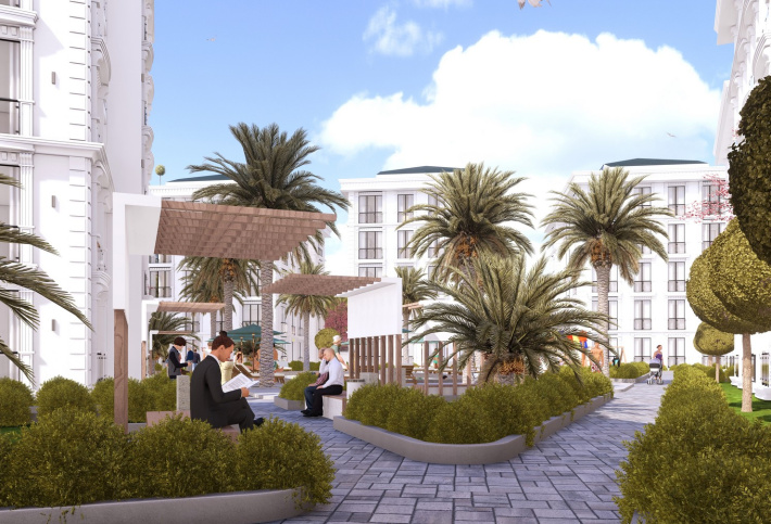 Residential project by the sea with developed infrastructure