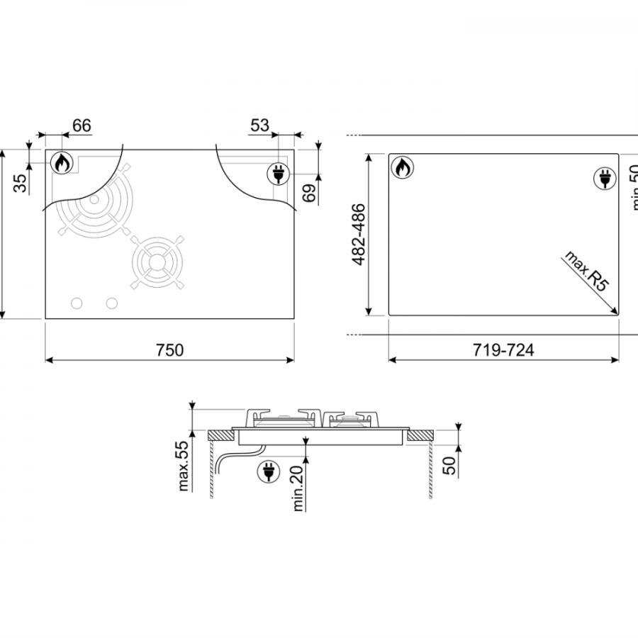 Photo Smeg PM6721WLDR hob