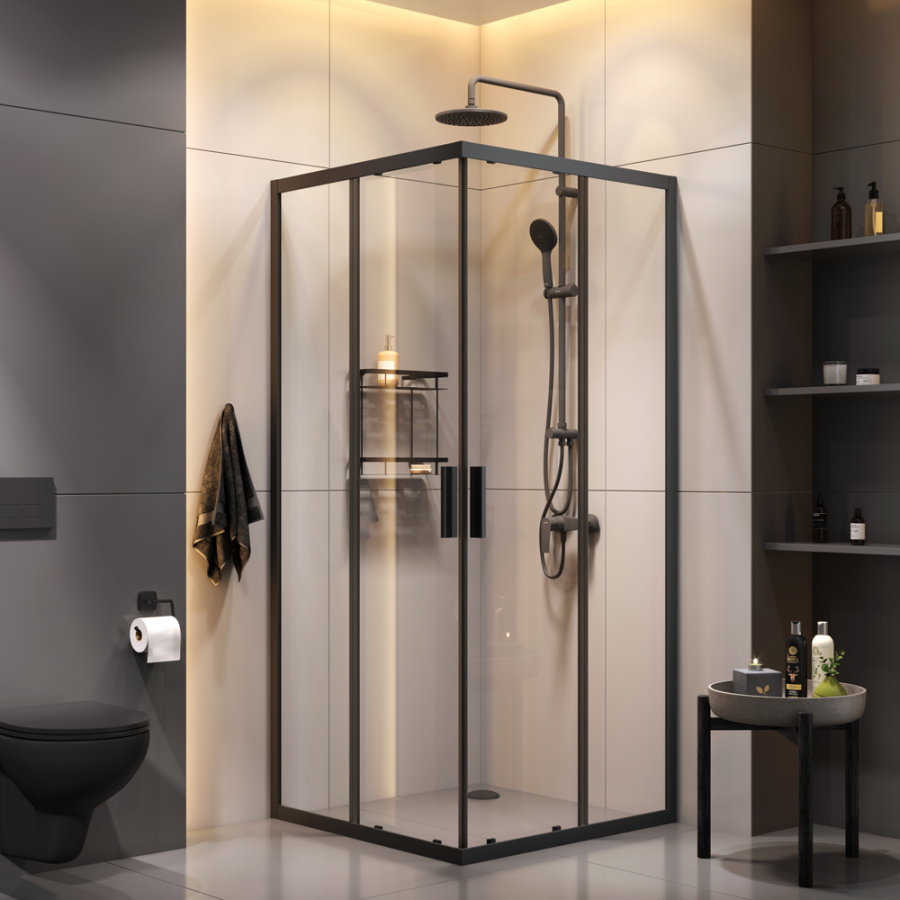 Photo Set shower corner Am.Pm Gem S 90x90 WK93EP black matte