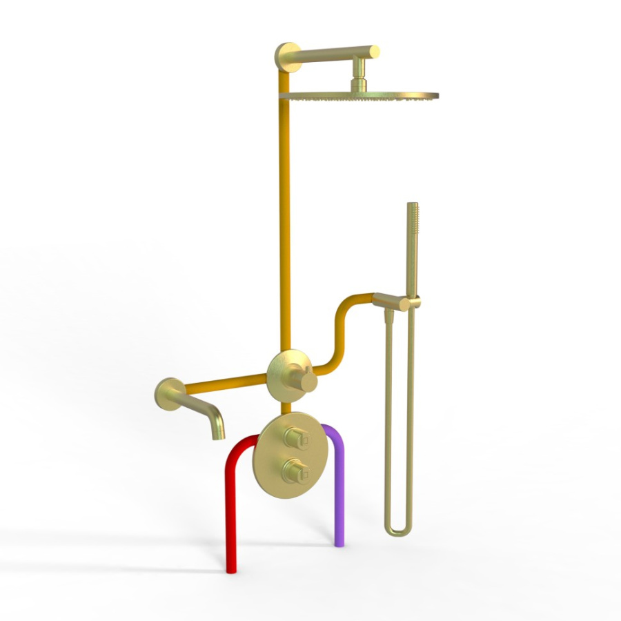 Photo Shower kit Paini Cox 78PJSET36911THSHBATH Gold matte