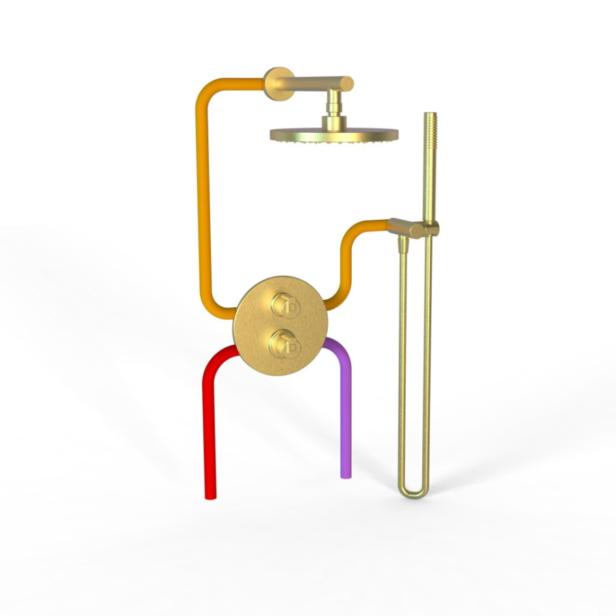 Photo Shower kit Paini Cox 78PJSET26911THSH gold matte