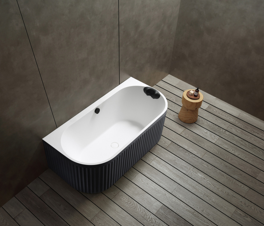 Photo Artificial stone bath Abber Leipzig 170x80 AM9916BW black and white matte