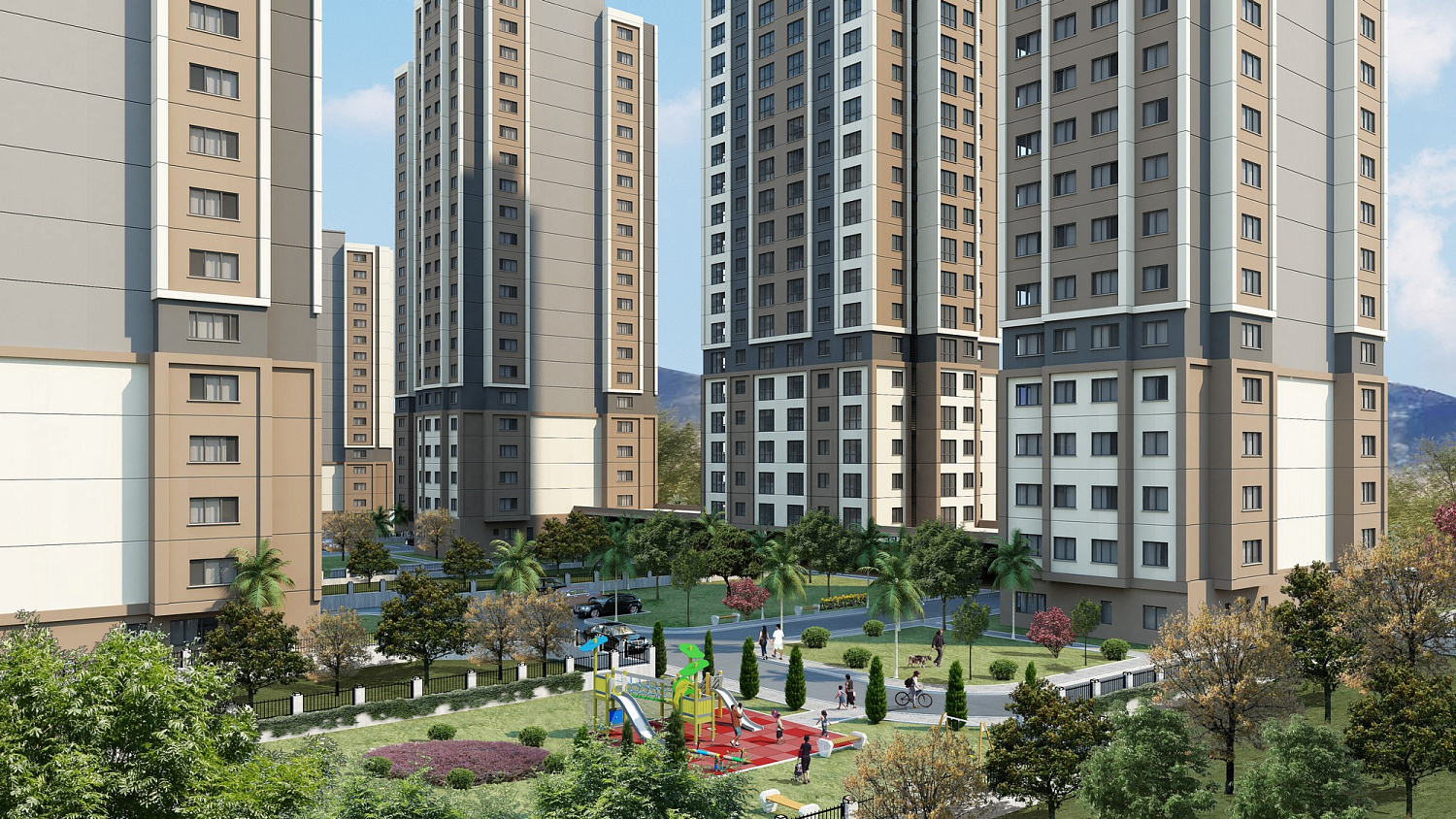 Modern family complex with extensive infrastructure