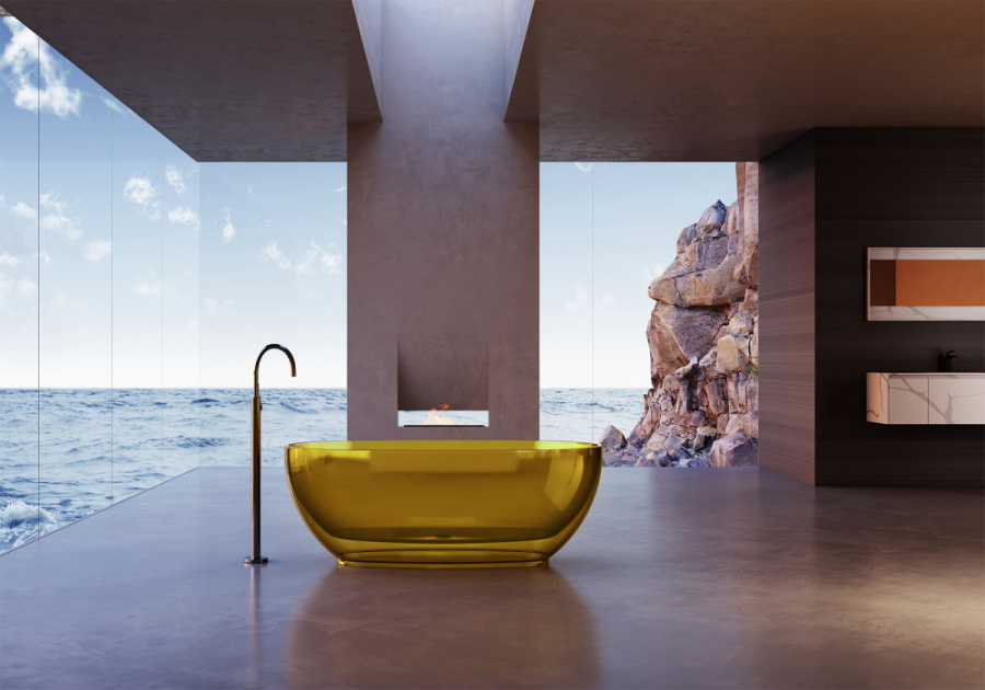 Photo Transparent bath Abber Kristall 170x75 AT9703Amber yellow