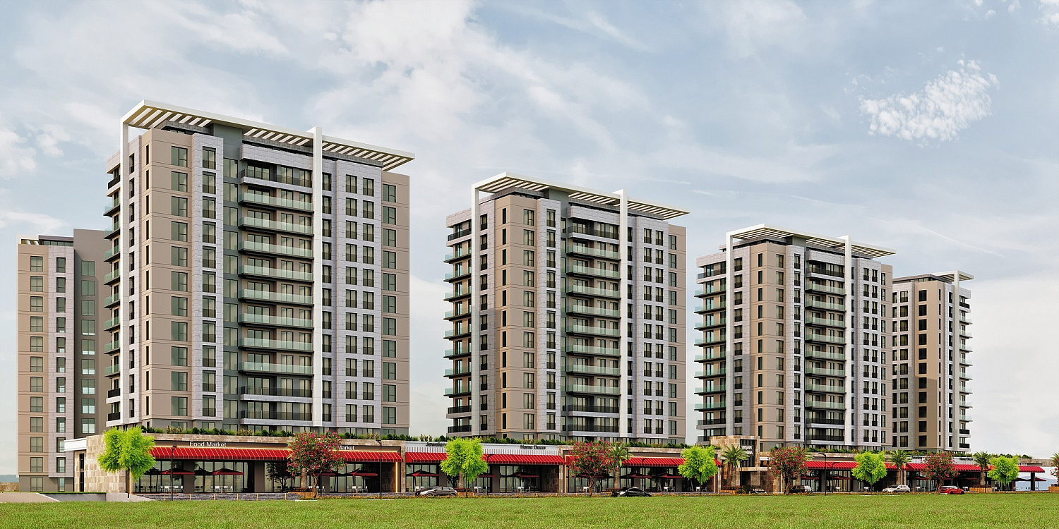 Comfortable residential complex of a family concept next to the sea and marina