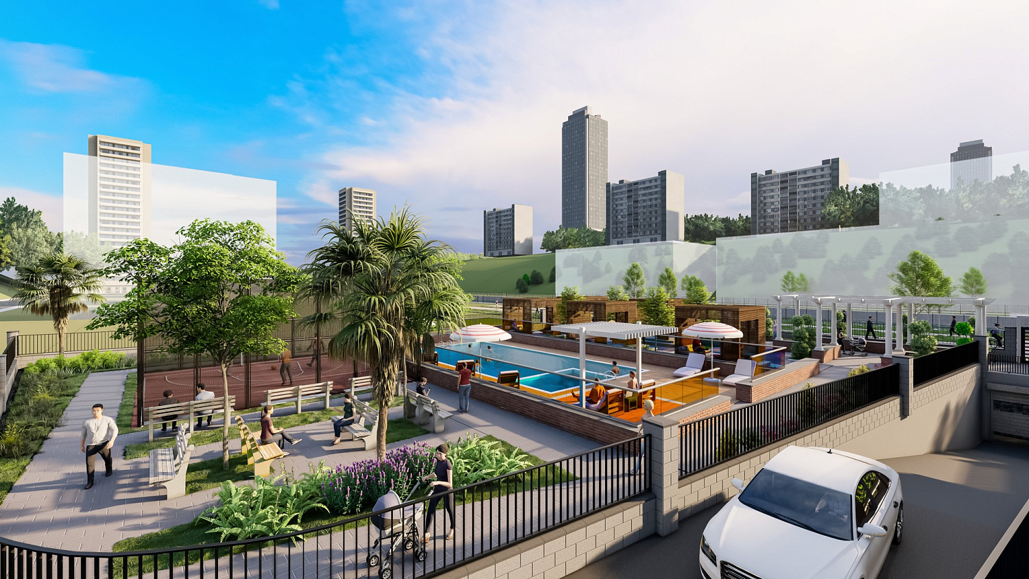 Modern residential complex with infrastructure
