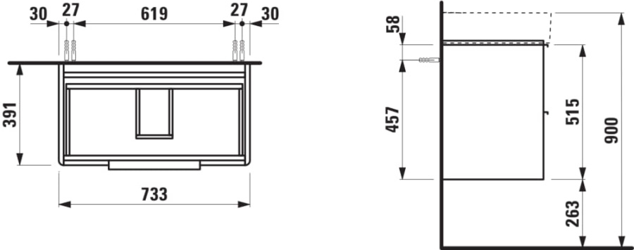Photo Laufen Base sink cabinet 73.5x39 4.0235.2.110.260.1 white matte