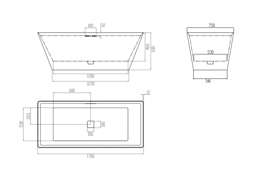 Photo Bath made of artificial stone Abber Berlin 170x75 AM9912 white
