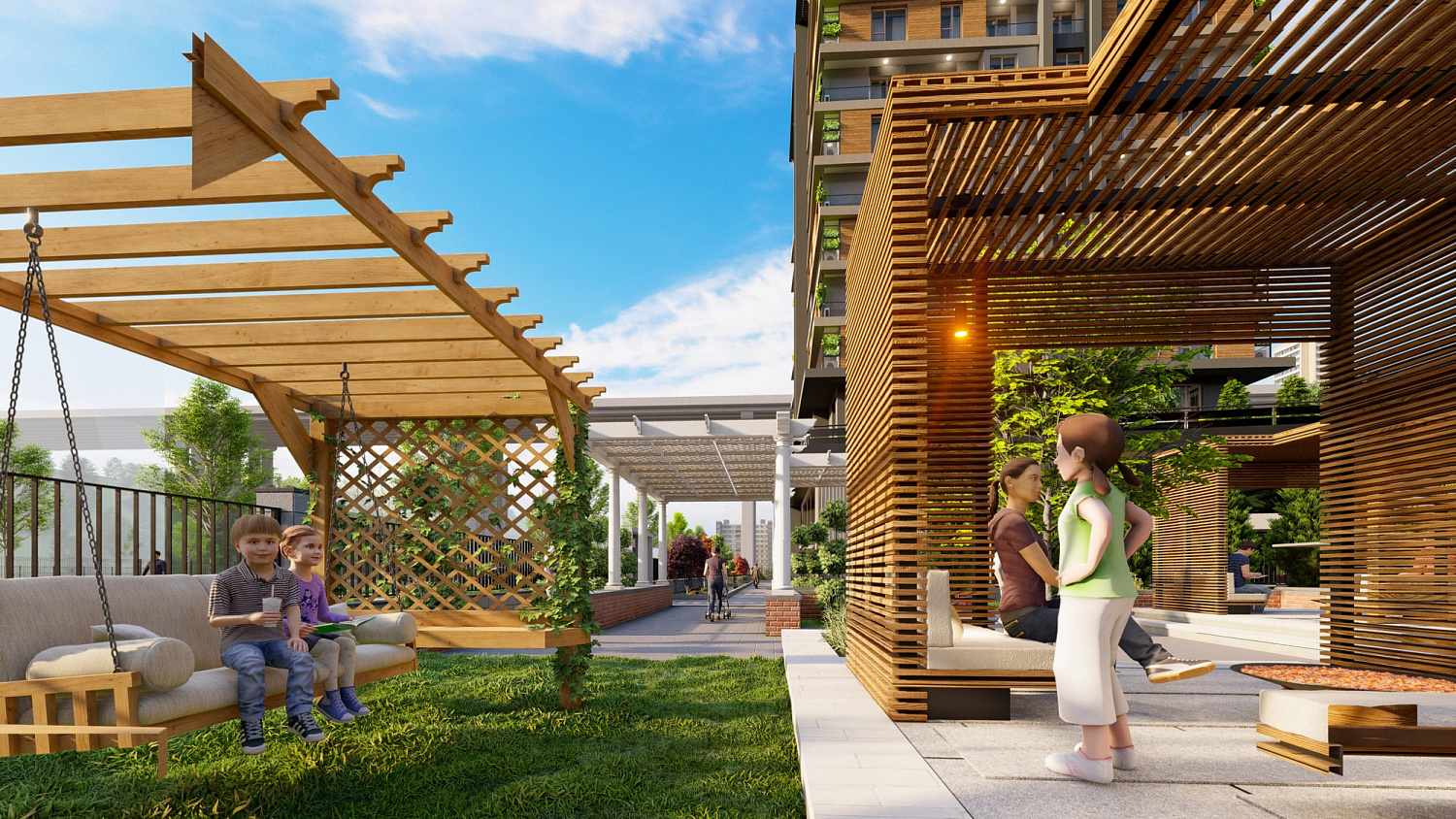 Modern residential complex with infrastructure