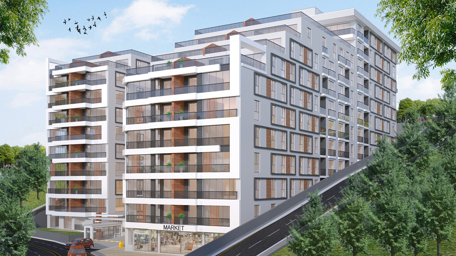 Residential project with panoramic views and green areas