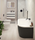 Photo Cezares Slim SLIM WALL-180-80-60-NERO-SET acrylic bath