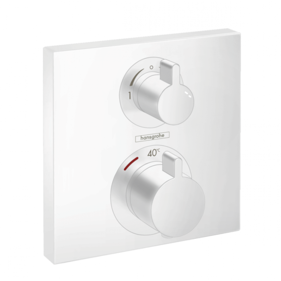 Photo Shower mixer with Ecostat Square thermostat 15714700 hidden installation, for 2 consumers, matte white