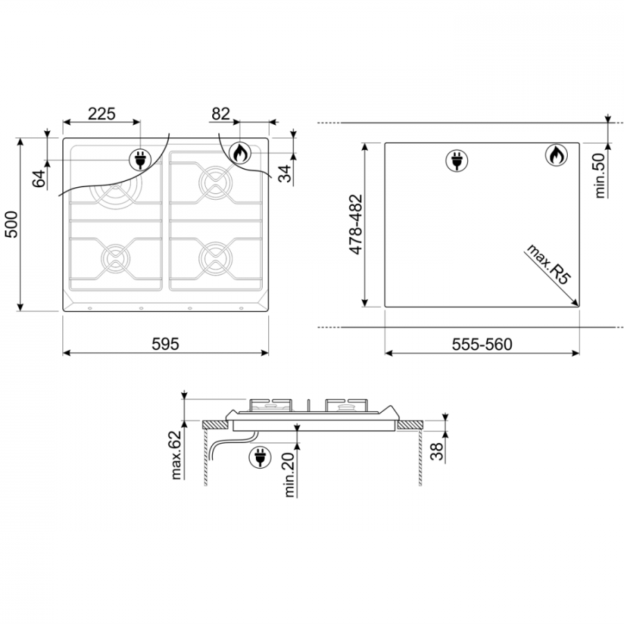 Photo hob Smeg SRV864RAGH