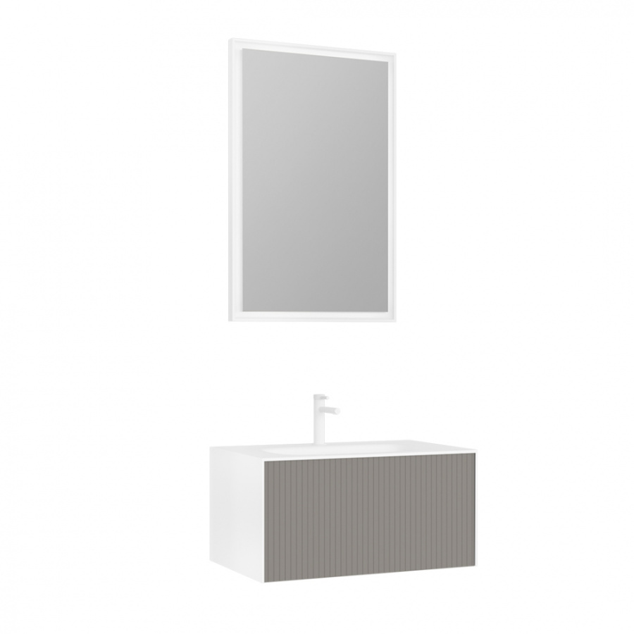Photo Orka Cube sink cabinet 80 3000373 matte beige