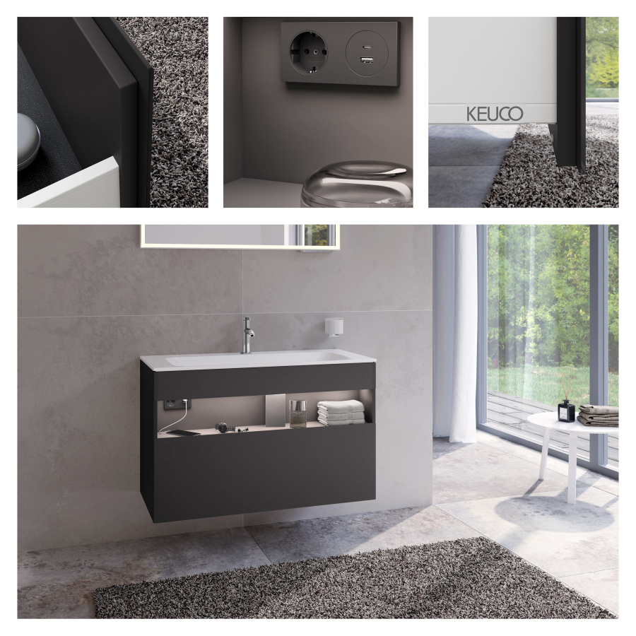 Photo Cube under the sink Keuco Stageline 100 32872970100 with backlit vulcanite matte