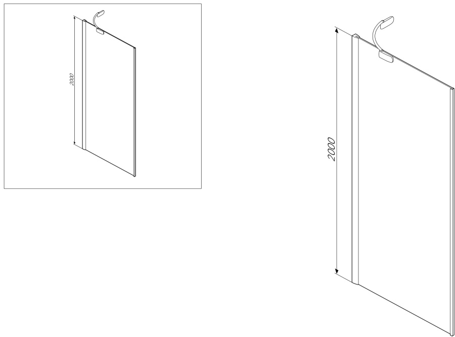 Photo Side wall AM.PM Sensation W30G-W90-200-CT-L, left-hand