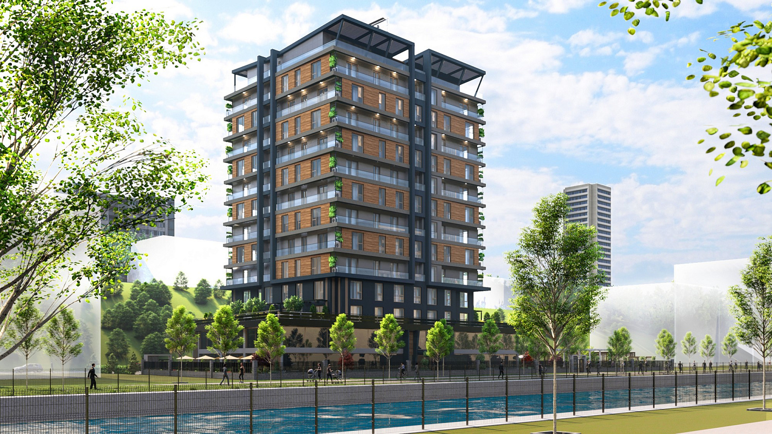Modern residential complex with infrastructure