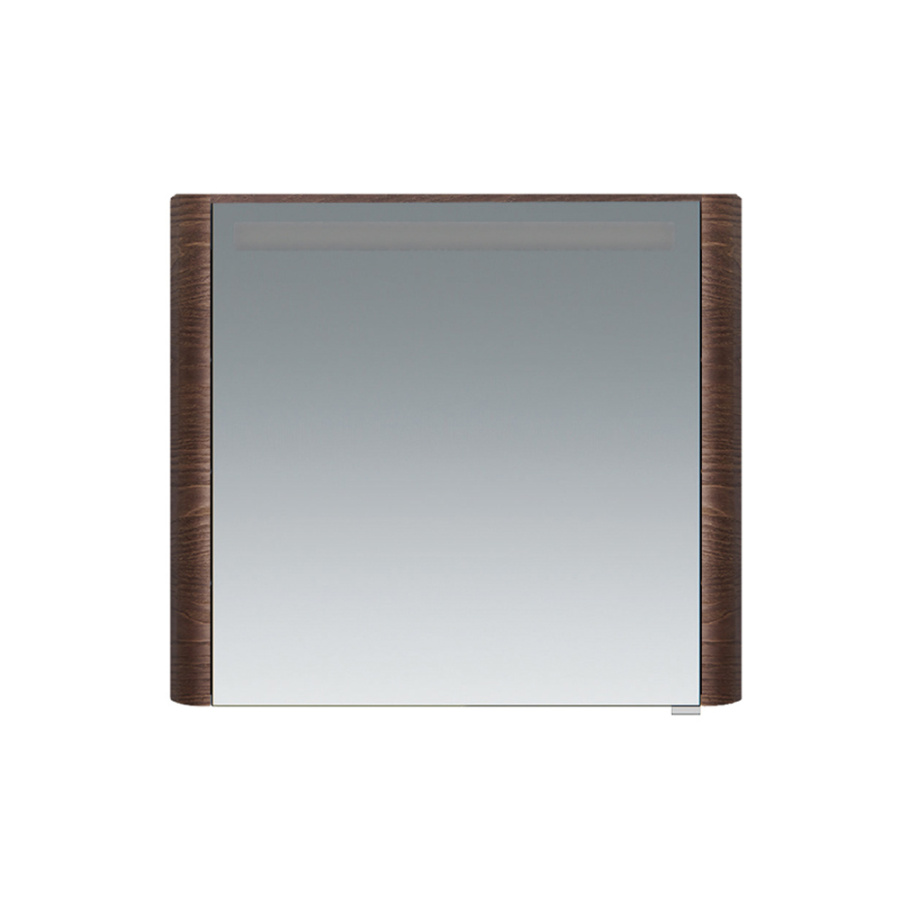 Photo Mirror cabinet with backlit AM.PM Sensation M30MCL0801TF left-sided, tobacco oak textured