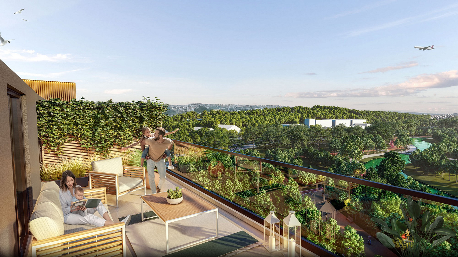 Residential complex overlooking the city and surrounding nature