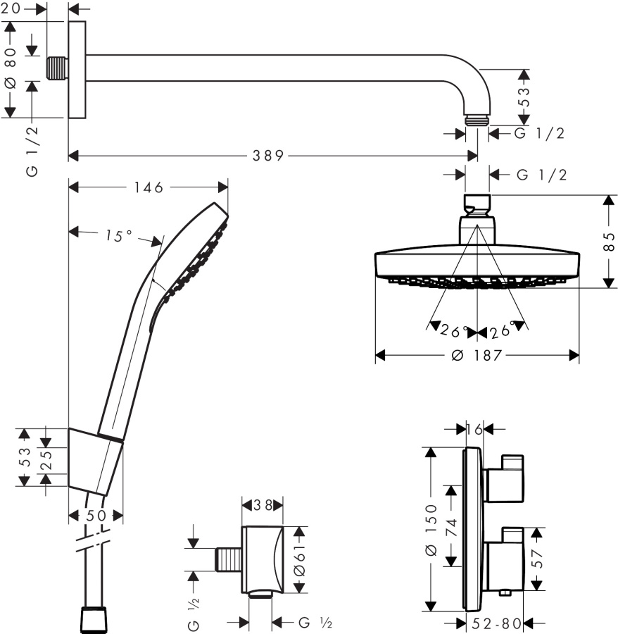 Photo Shower kit hansgrohe Croma Select S 27295000