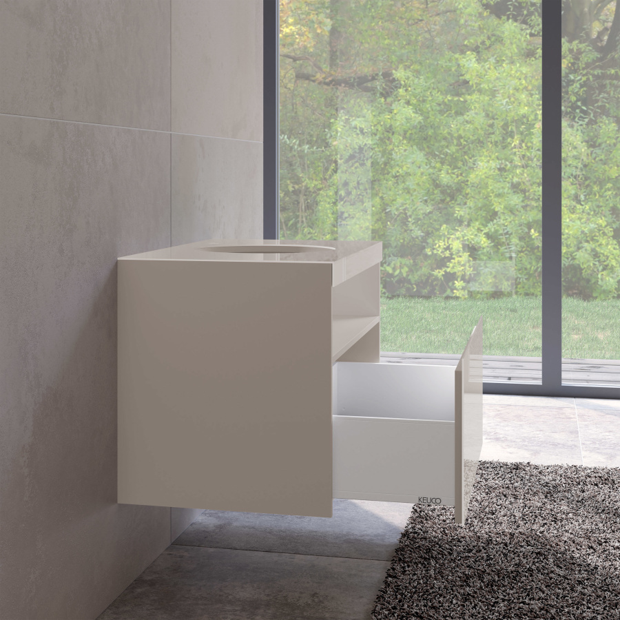 Photo Cube under the sink Keuco Stageline 80 32865180100 with backlit right cashmere