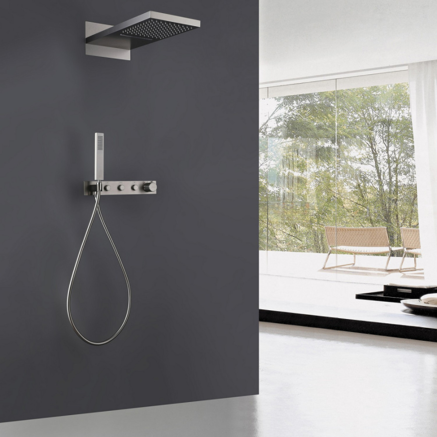 Photo Abber Rund AF8752SP shower kit with satin thermostat
