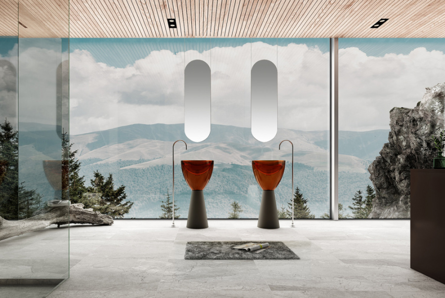 Photo Abber Kristall 45 AT2703Black-Opal brown sink