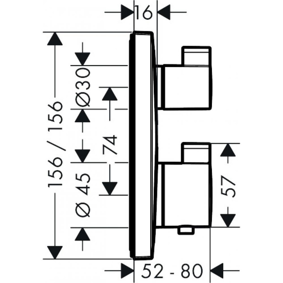 Photo Shower mixer with the thermostat Ecostat Square 15714140 hidden installation, for 2 consumers, polished bronze