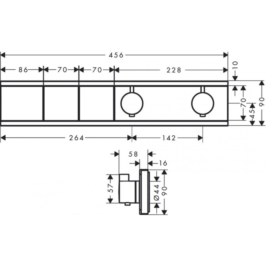 Photo Shower mixer with RainSelect 15380700 thermostat for hidden function installation 2