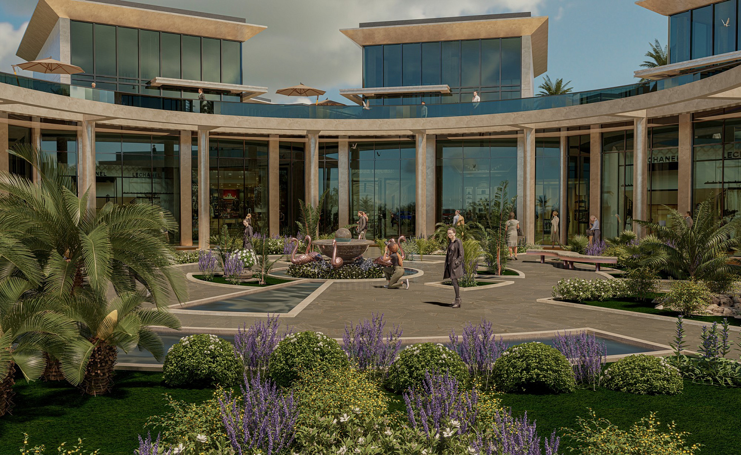 Modern complex with swimming pools and sports infrastructure
