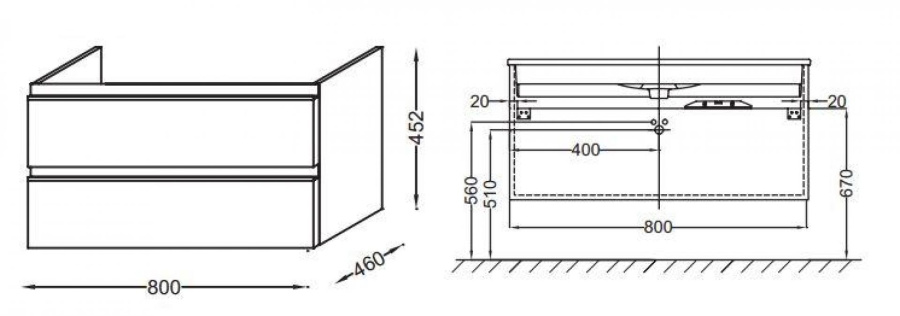 Photo Bathroom under the sink 80 cm Jacob Delafon Vox EB2028-RA-G80 light brown varnish