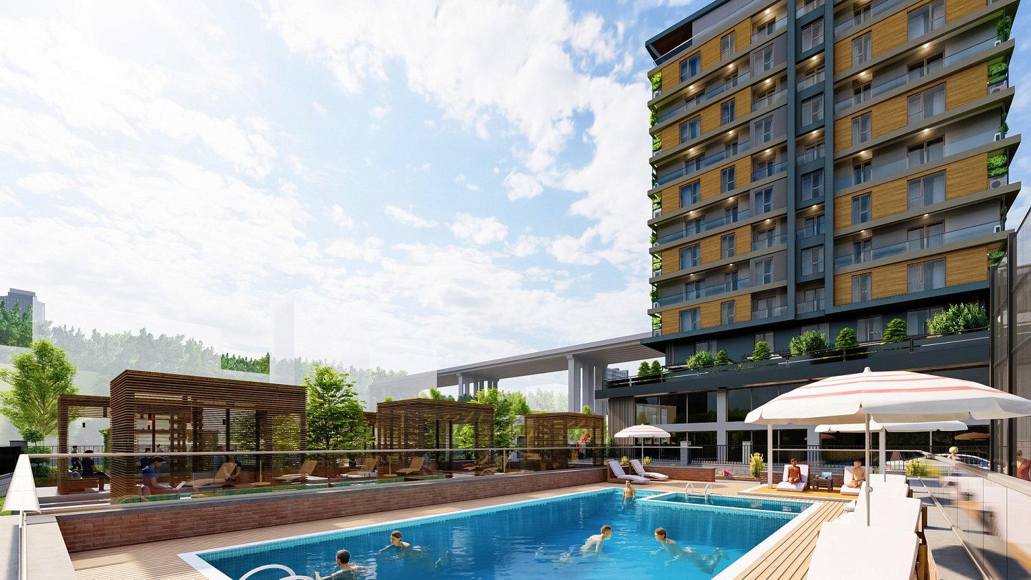 Modern residential complex with infrastructure