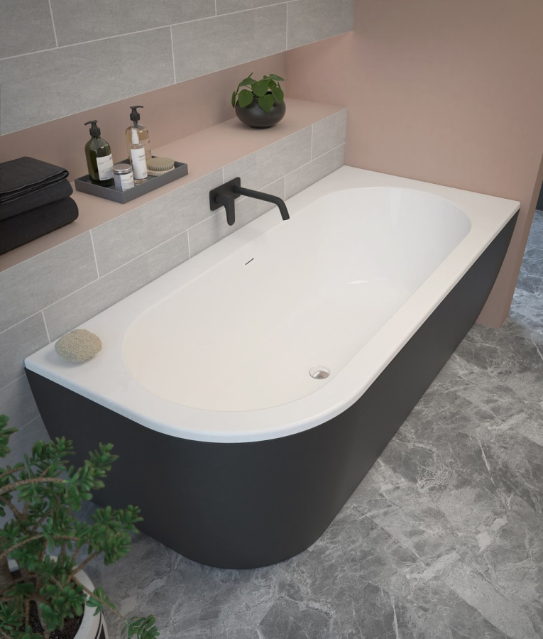 Photo Acrylic bath Cezares Slim 180 SLIM CORNER-180-80-60-R-NERO-SET black matte