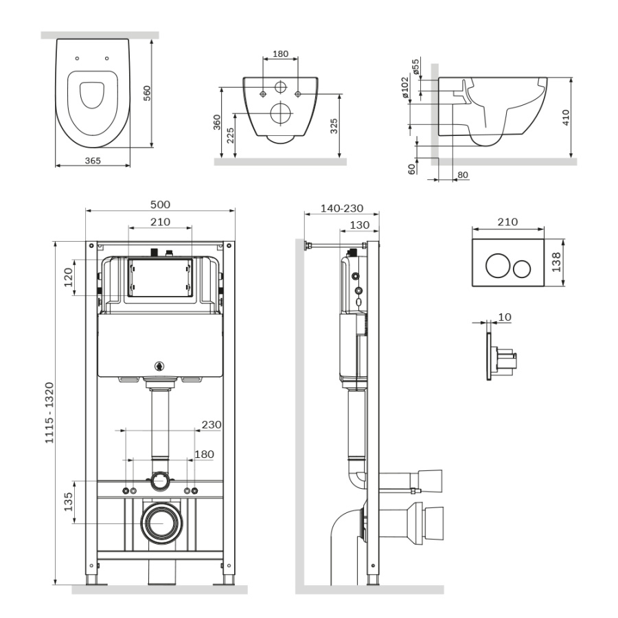Photo Installation kit with toilet bowl AM.PM Awe IS49051.111738 white, chrome