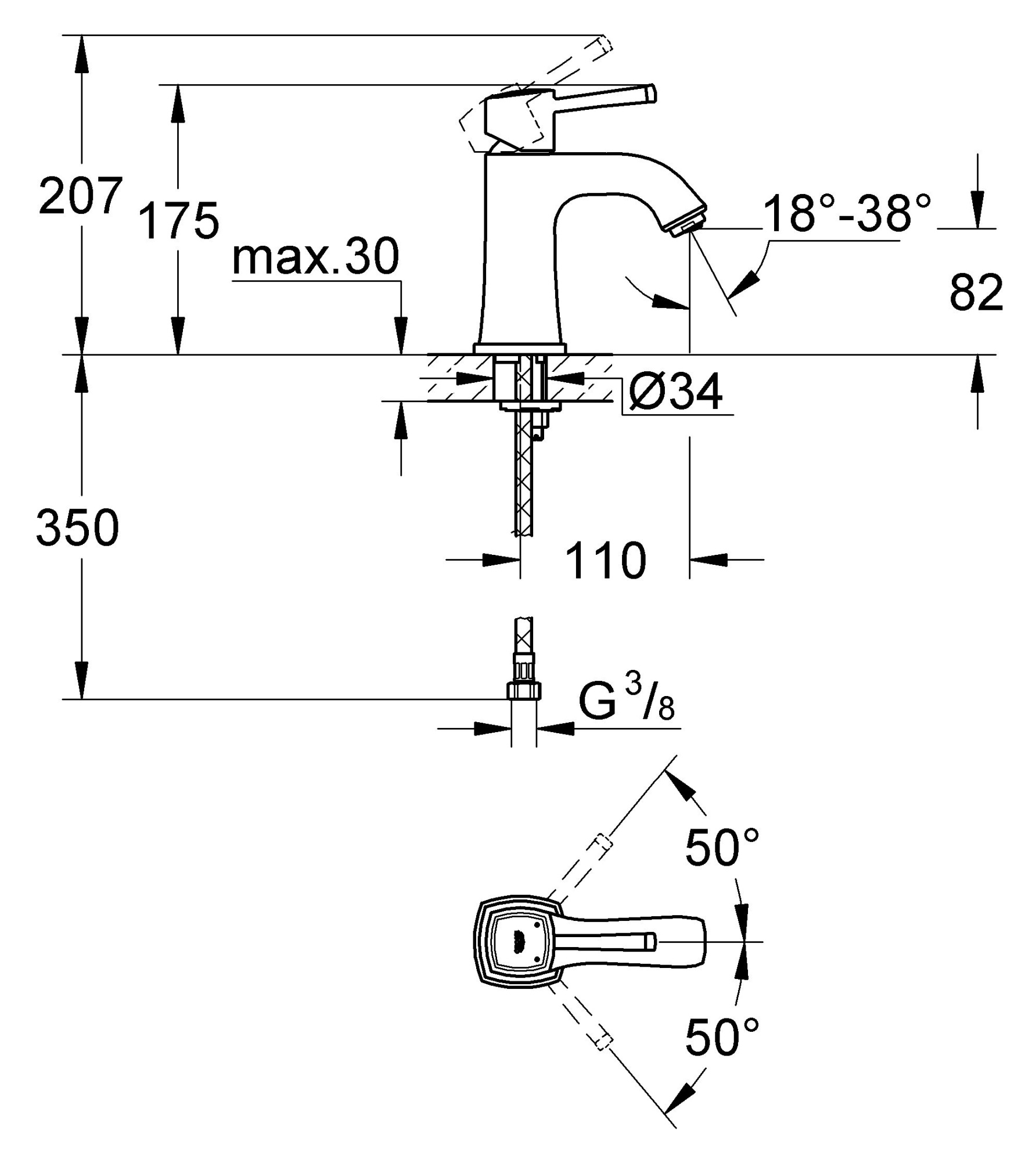 Photo Grohe Grandera 23310IG0 sink mixer