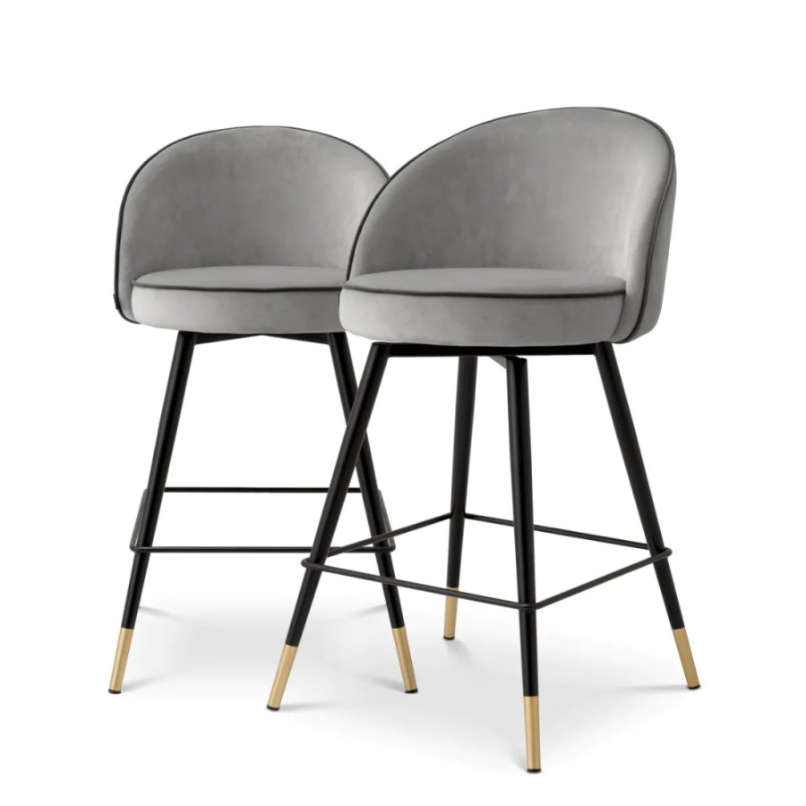 Photo Set of two Roche half-bar chairs (light grey)