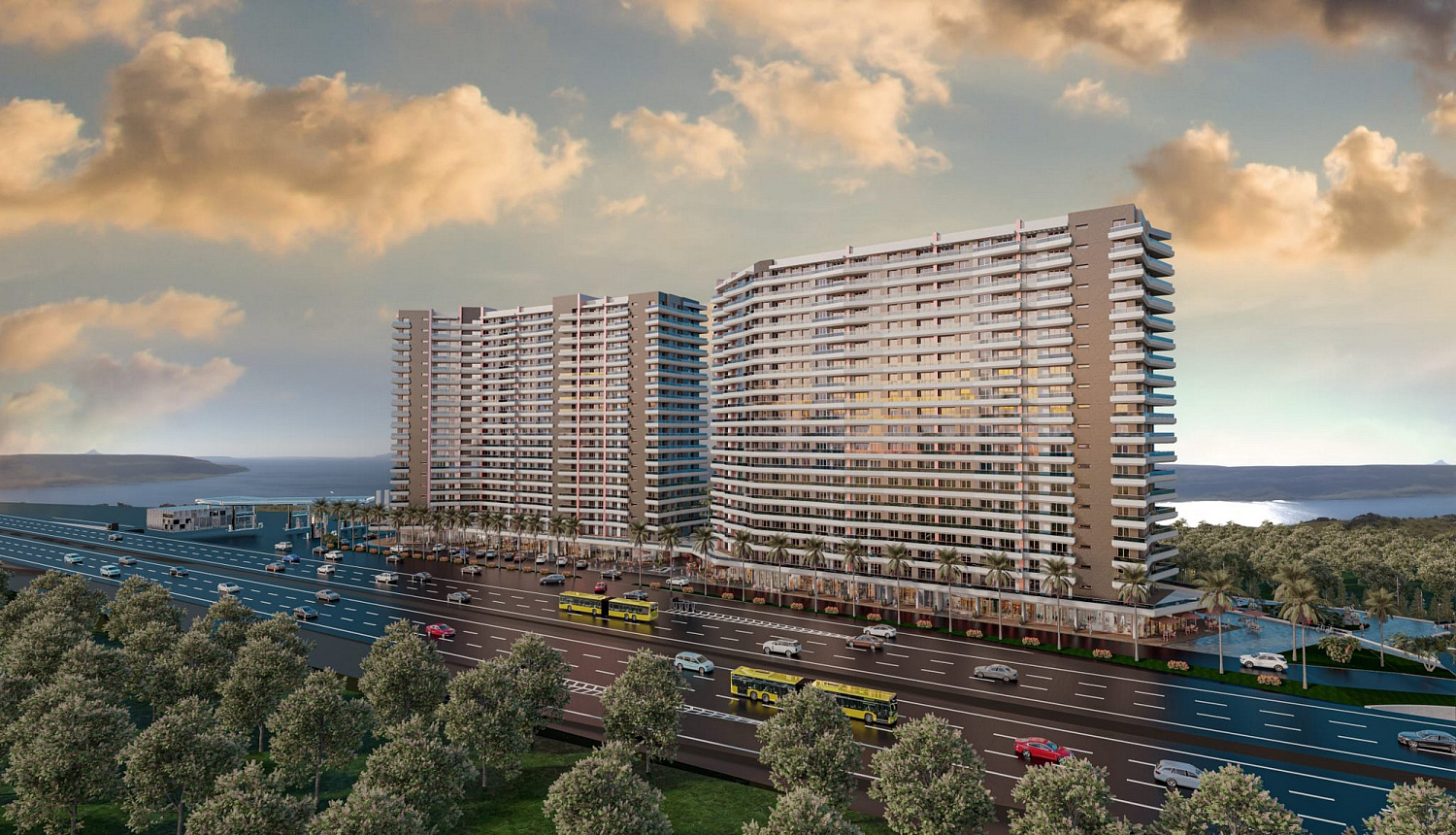 Modern complex with swimming pools and sports infrastructure