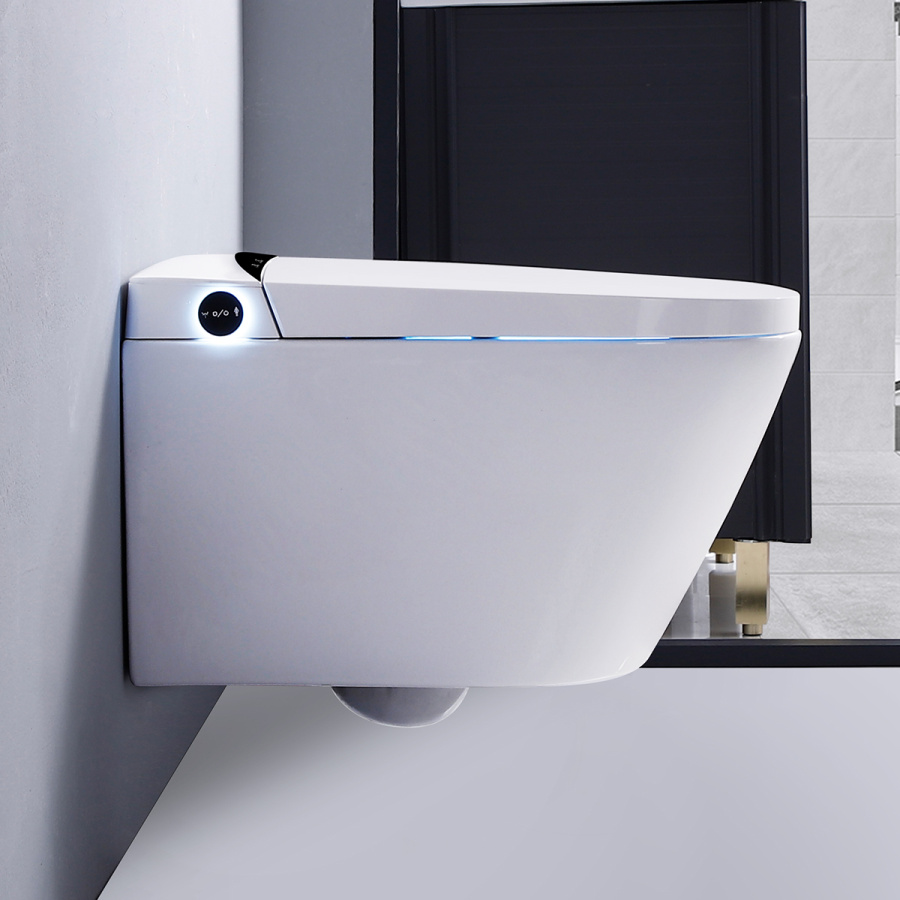 Photo Electronic hanging toilet with installation Timo TE-751B white / black