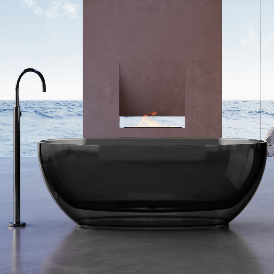 Photo Transparent bath Abber Kristall 170x75 AT9703Onyx black
