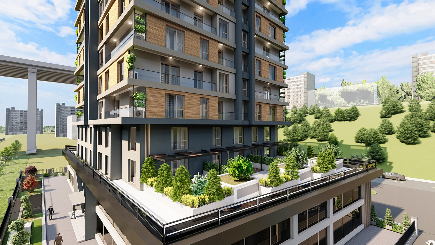 Modern residential complex with infrastructure