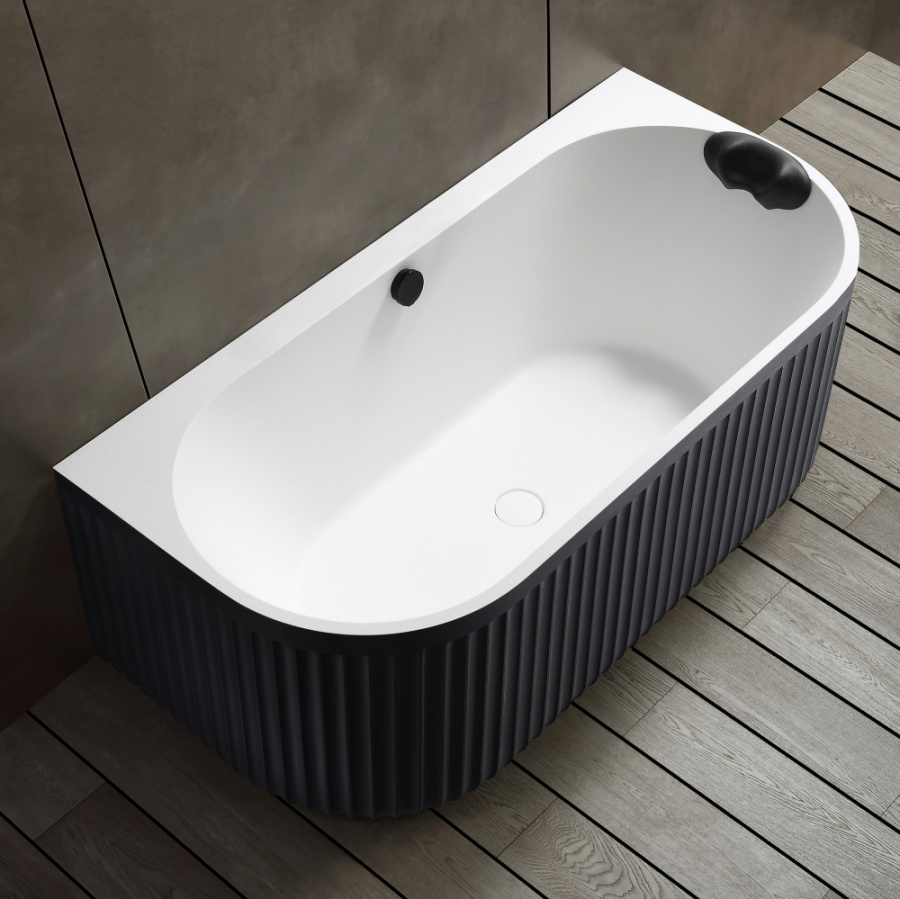 Photo Artificial stone bath Abber Leipzig 170x80 AM9916BW black and white matte