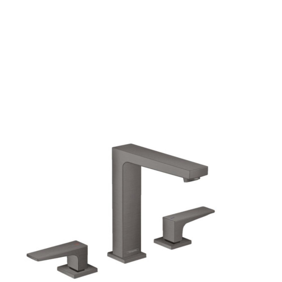 Photo Sink mixer hansgrohe Metropol 160 32515340 by 3 holes, with drain valve Push-Open, grinded black chrome