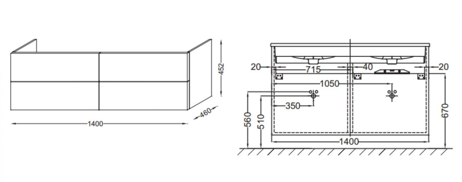 Photo Bathroom under the sink 140 cm Jacob Delafon Vox EB2070-R2-E16 walnut tree